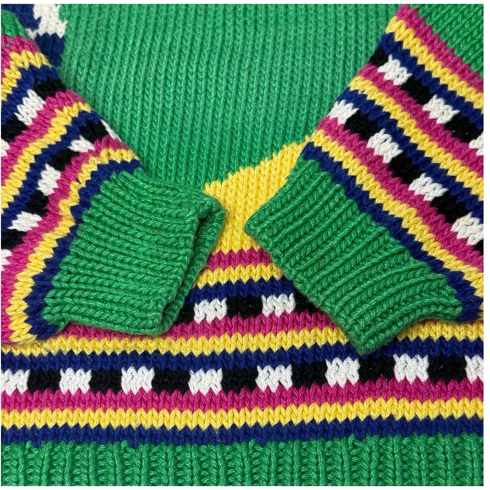 Vintage 80s VAN CLEEF Designs Hand Knit Hot Air Balloon Sweater Size Medium - Picture 3 of 9